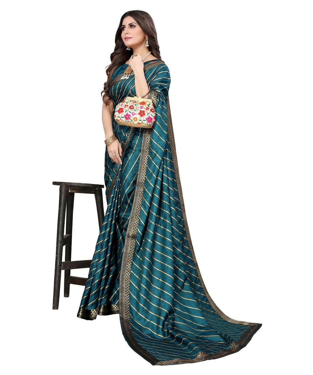 Vamika Dola Silk Rama Green Lace Border Bollywood Style Saree (SUCHI RAMA) | Grocsy
