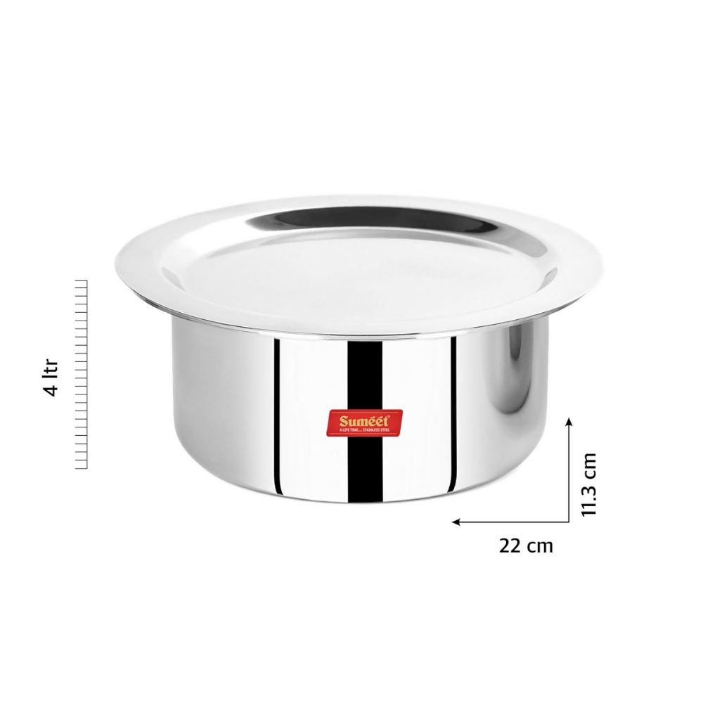 Sumeet Cook Smart TriPly Steel-Aluminium-Steel - 3 Layers Tope with Lid - 22 cm | Grocsy