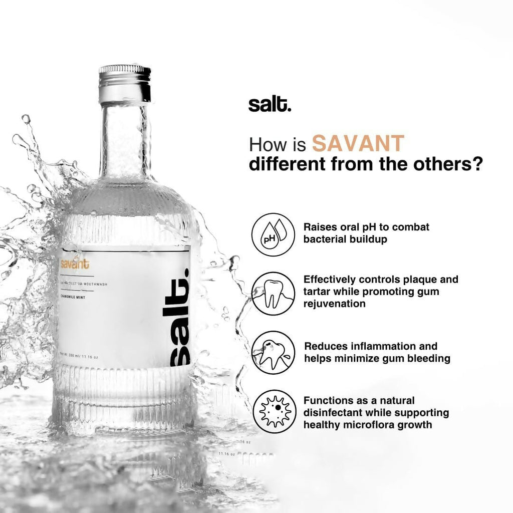 Salt. Oral Care Savant Mouthwash Advanced Gum Protection - Chamomile Mint Flavor | Grocsy