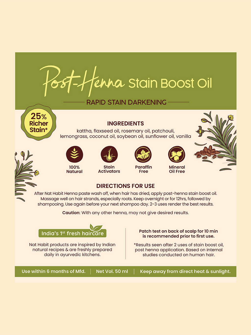 Nat Habit Post Henna Stain Boost Oil | Grocsy