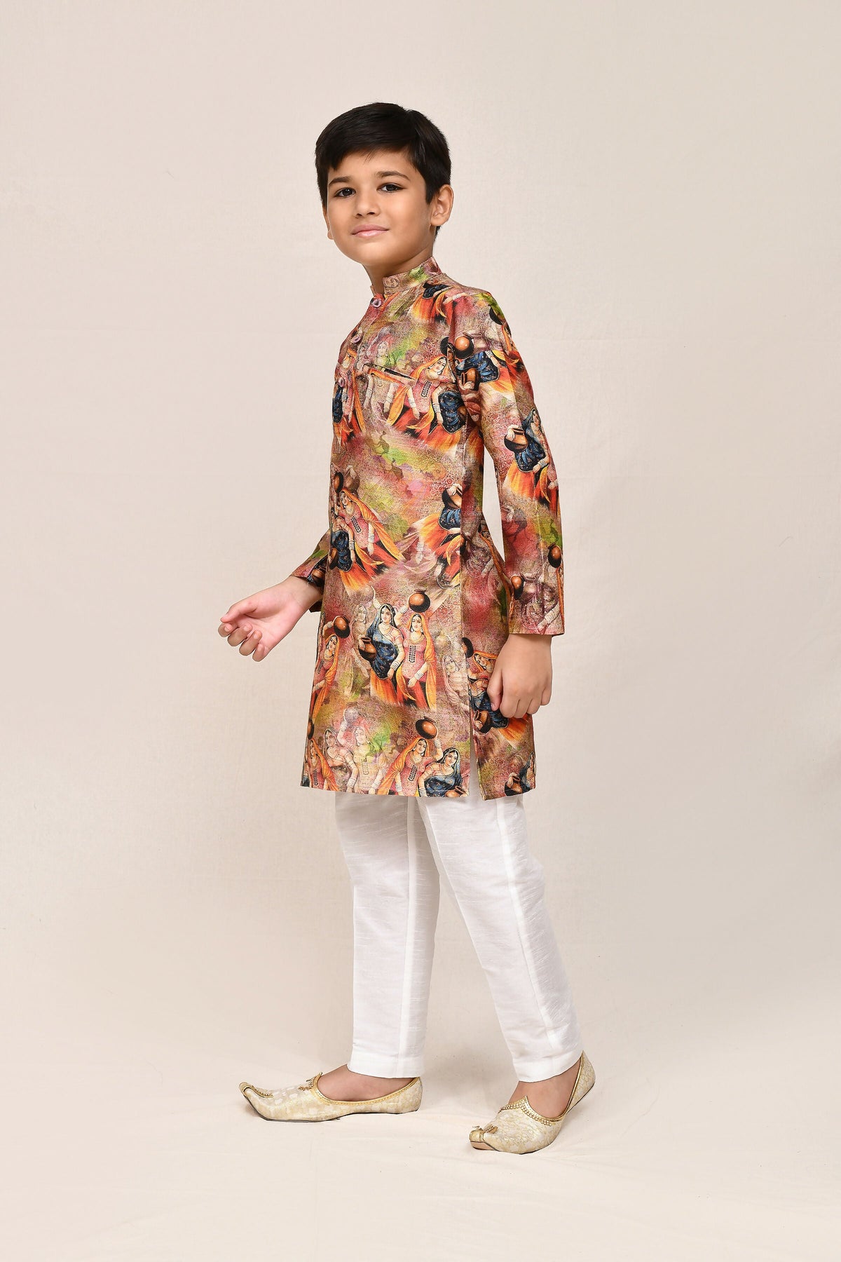 Joban Fashion Silk Dark Beige Kurta With Straight Fit Pant | Grocsy