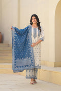 Juniper Ivory & Indigo Serenity Block Print Cotton Suit Set | Grocsy