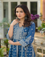 Juniper Indigo Ethnic Motif Printed Cotton Long Dress | Grocsy