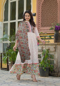 Juniper Off White Floral Long Dress With Dupatta | Grocsy