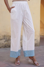 Juniper White Floral Printed Cotton Kurta Pant And Dupatta Set With Sequins & Beads | Grocsy