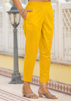 Juniper Mustard Ethnic Motif Printed Cotton A-Line Kurta Pant And Dupatta Set With Sequins | Grocsy