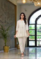 Juniper White Ethnic Motif Printed Cotton Tunic | Grocsy