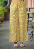 Juniper Women's Off White Abstract Printed Cotton Kurta Pant And Dupatta Set With Sequins & Thread Work | Grocsy