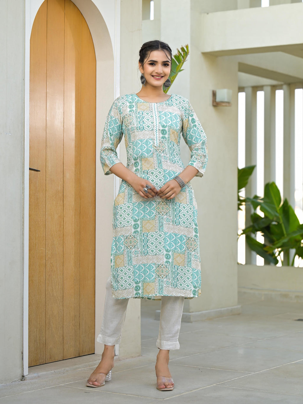 Juniper Mint Green Straight Kurta | Grocsy