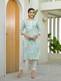 Juniper Mint Green Straight Kurta | Grocsy