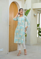Juniper Mint Green Straight Kurta | Grocsy