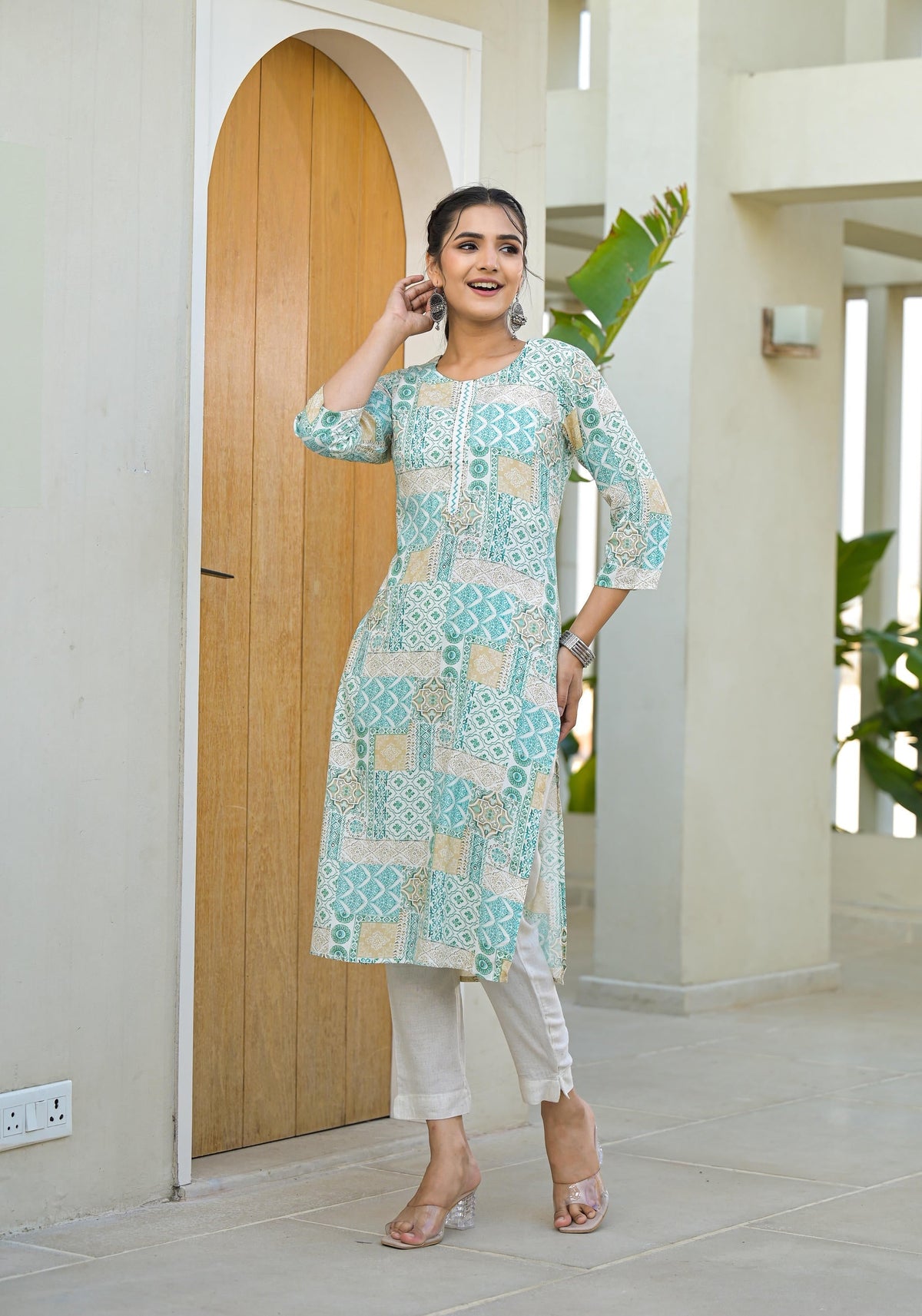 Juniper Mint Green Straight Kurta | Grocsy