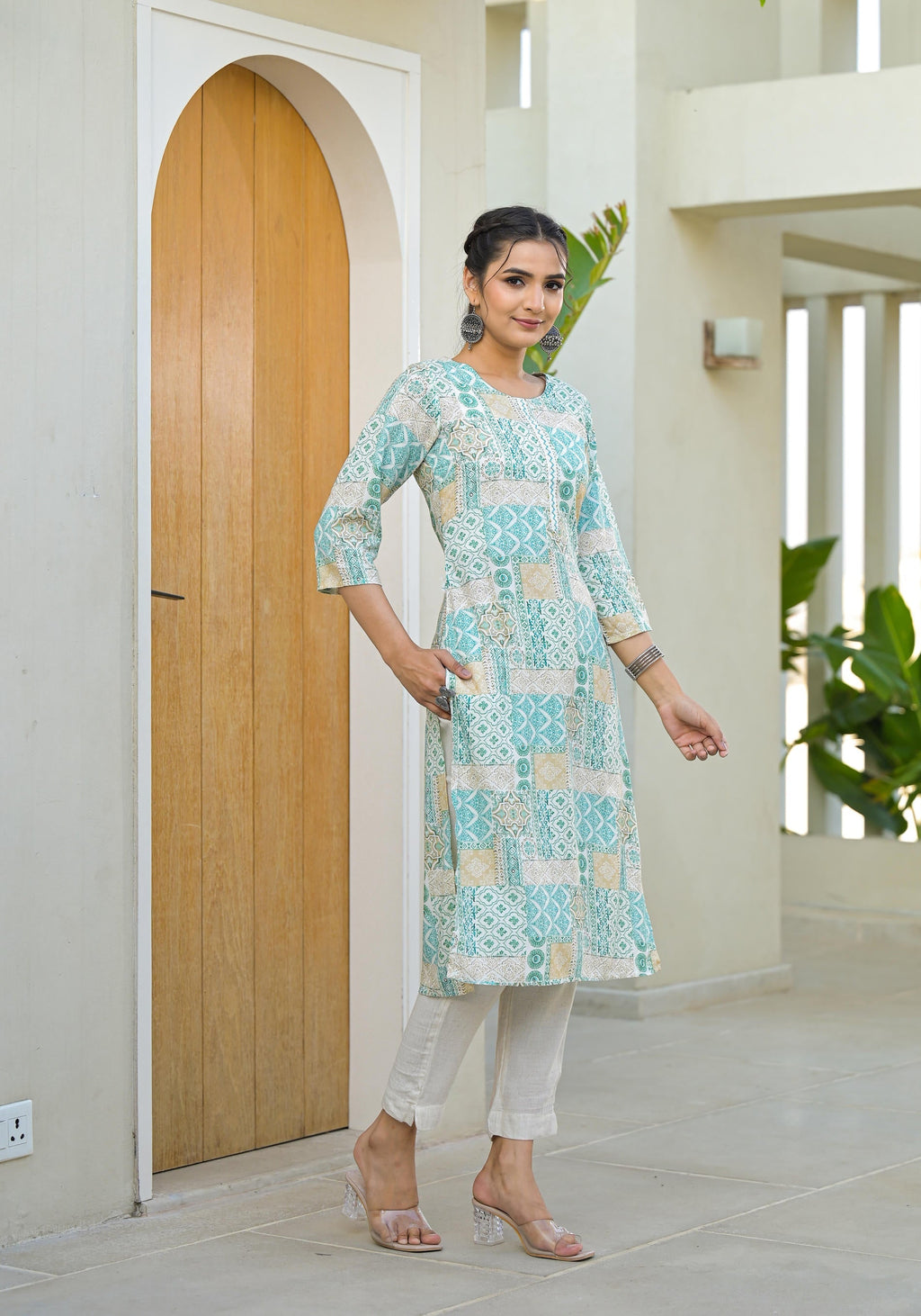 Juniper Mint Green Straight Kurta | Grocsy