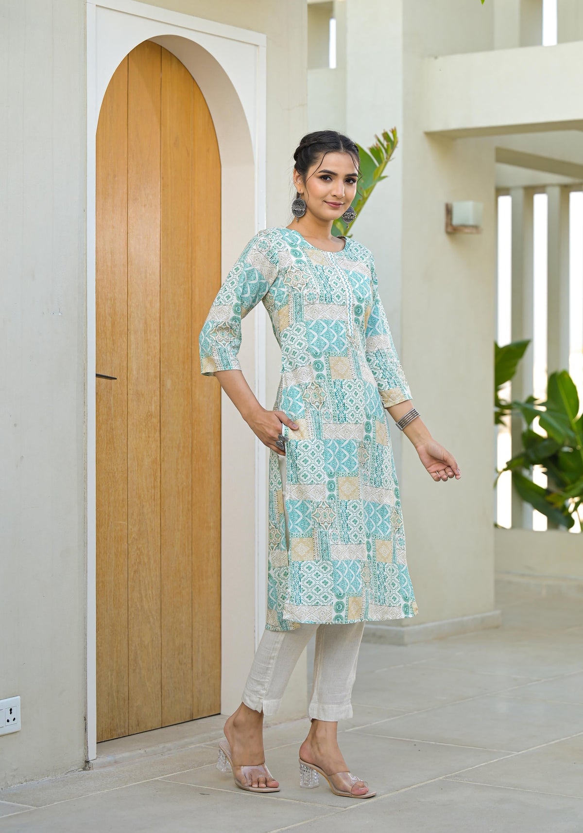 Juniper Mint Green Straight Kurta | Grocsy