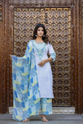 Juniper Blue Ethnic Printed Kurta Set With Dupatta | Grocsy