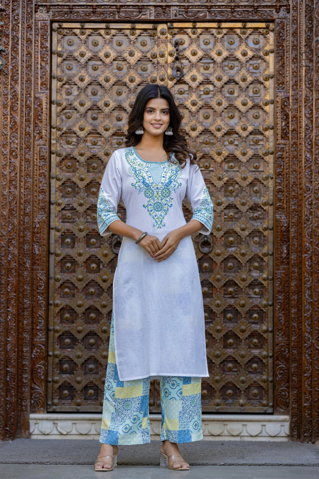 Juniper Blue Ethnic Printed Kurta Set with Dupatta | Grocsy