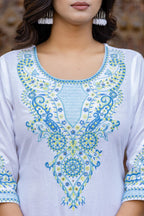 Juniper Blue Ethnic Printed Kurta Set with Dupatta | Grocsy