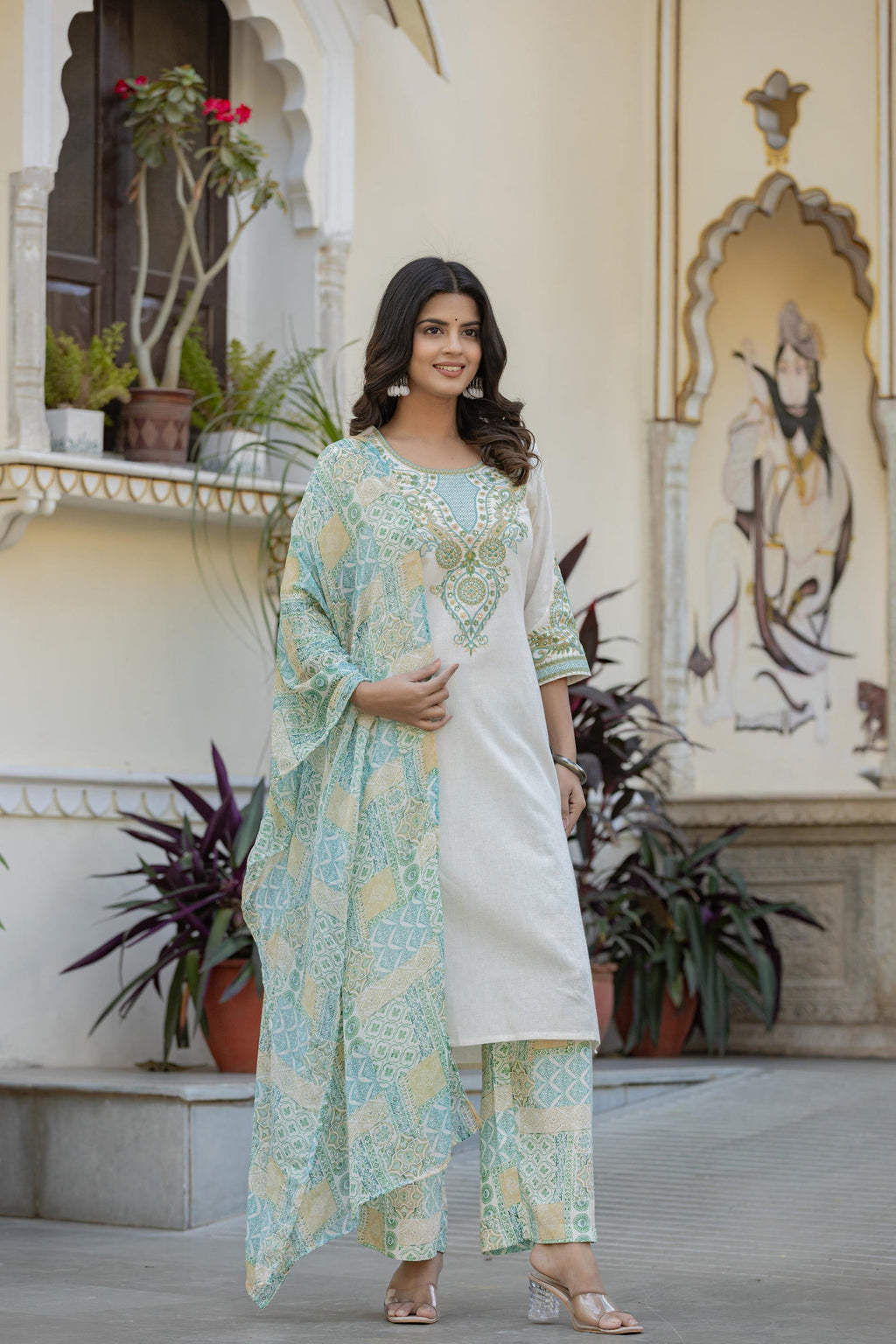 Juniper Multi Color Ethnic Printed Kurta Set with Dupatta | Grocsy