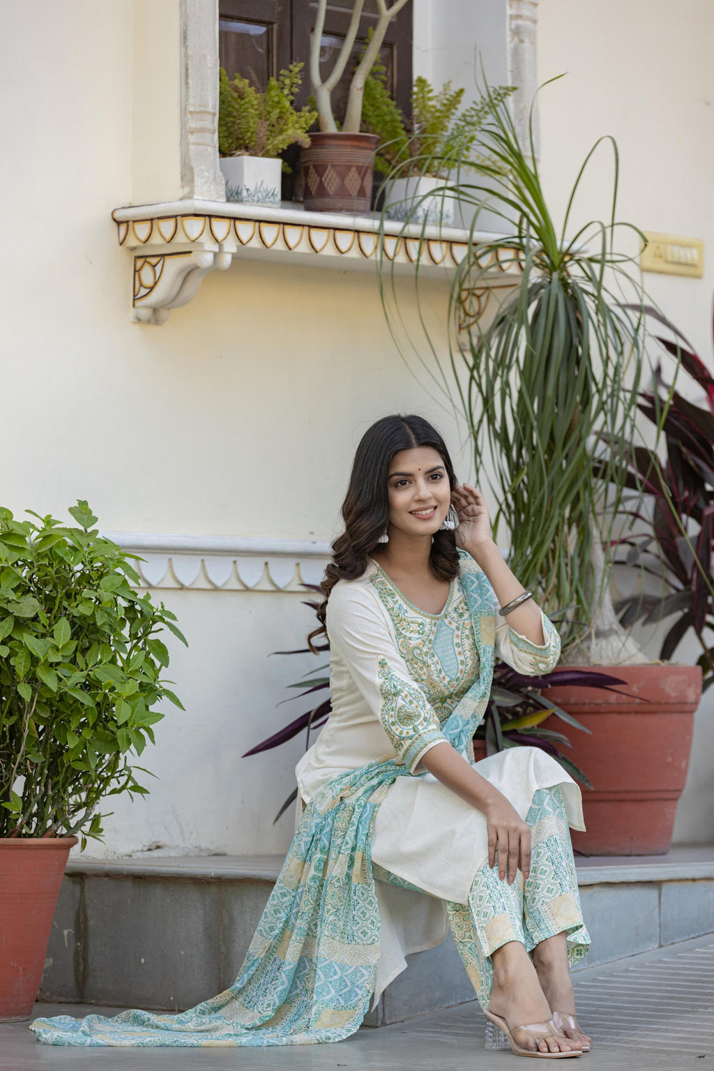 Juniper Multi Color Ethnic Printed Kurta Set with Dupatta | Grocsy