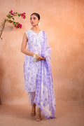 Juniper Lavender Whisper Floral Kurta Pant And Dupatta Set | Grocsy