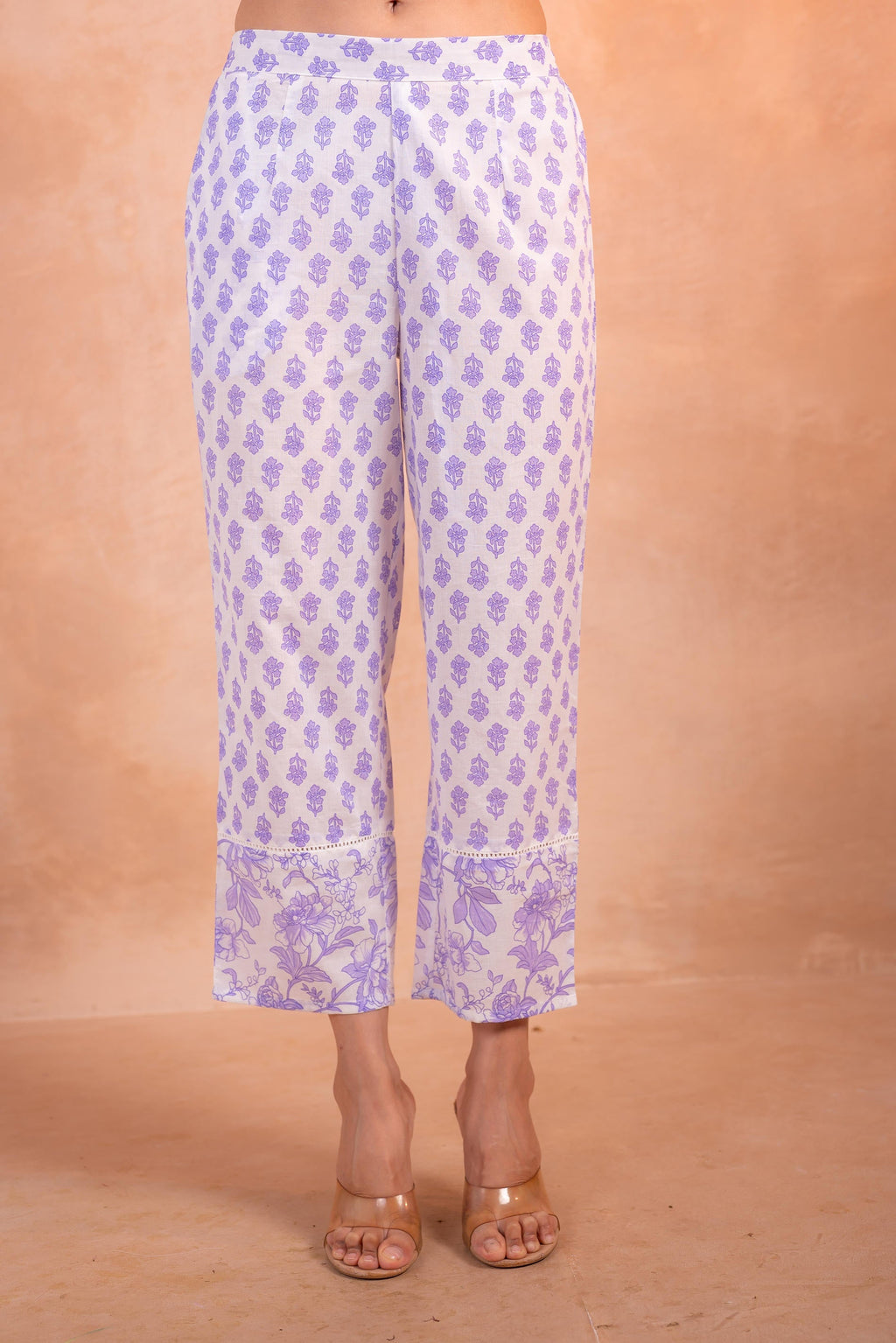 Juniper Lavender Whisper Floral Kurta Pant And Dupatta Set | Grocsy