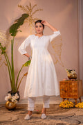 Juniper Cotton White Embroidered Kurta | Grocsy