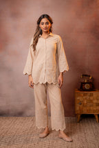 Juniper Sand Whisper Schiffli Co-Ord Set | Grocsy