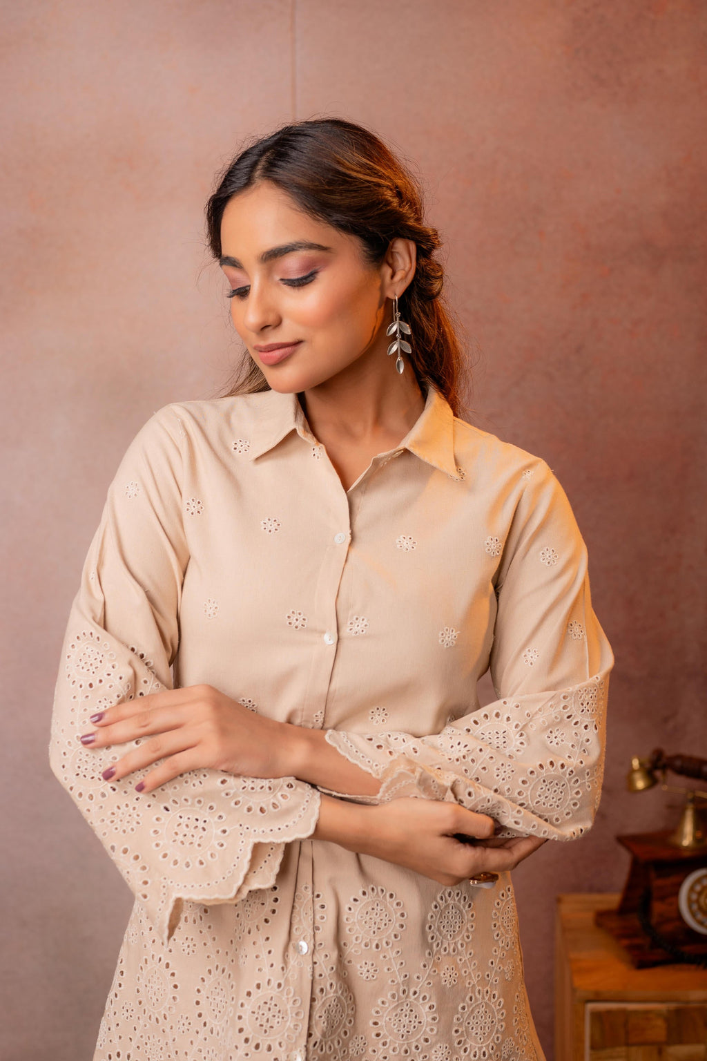 Juniper Sand Whisper Schiffli Co-Ord Set | Grocsy
