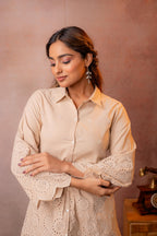 Juniper Sand Whisper Schiffli Co-Ord Set | Grocsy
