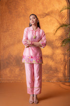 Juniper Peach Bloom Tassel Kurta Co-Ord | Grocsy