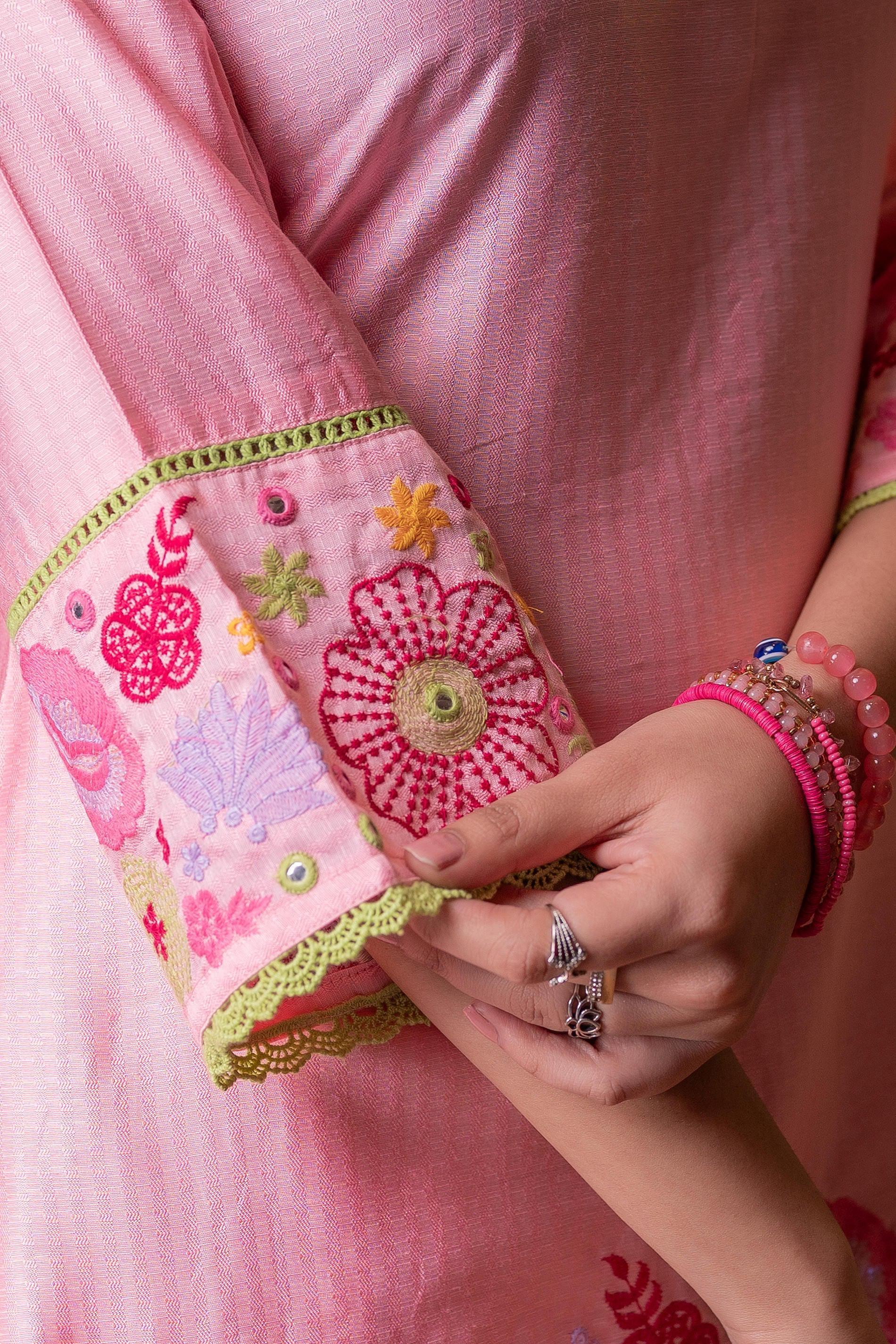 Juniper Peach Bloom Tassel Kurta Co-Ord | Grocsy