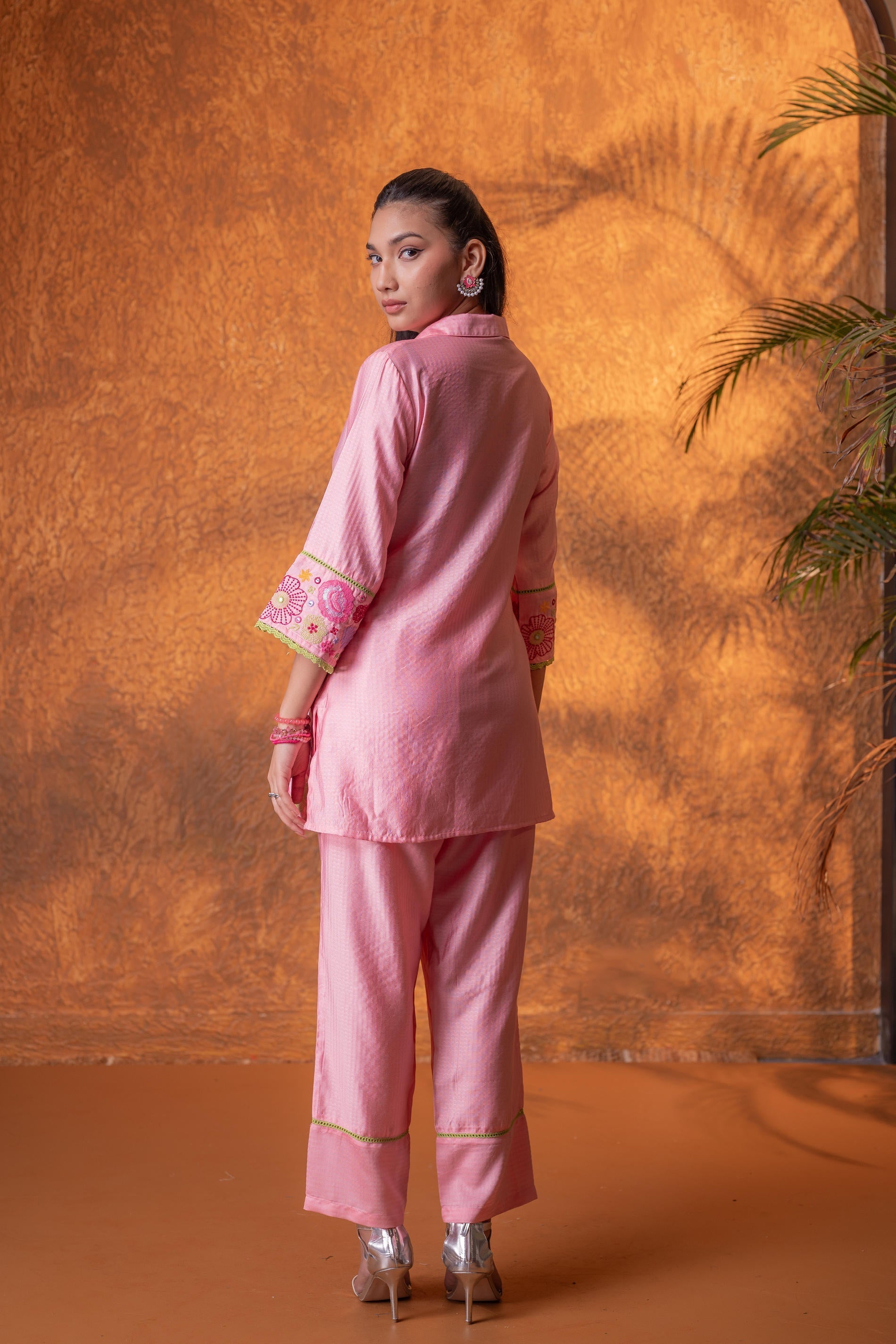 Juniper Peach Bloom Tassel Kurta Co-Ord | Grocsy