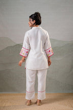 Juniper White Bloom Tassel Kurta Co-Ord | Grocsy