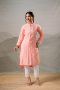 Juniper Peach Embroidered Kurta | Grocsy