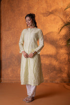 Juniper Pistachio SageGreen Foil Print Kurta | Grocsy