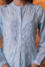 Juniper Neelara Powder Blue Foil Print Kurta | Grocsy