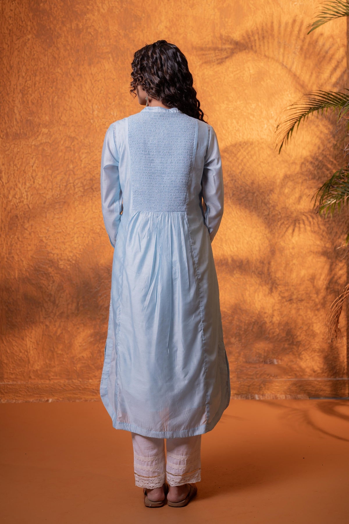 Juniper Neelara Powder Blue Foil Print Kurta | Grocsy
