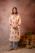 Juniper Peach Palm Motif Kurta | Grocsy