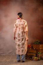 Juniper Peach Palm Motif Kurta | Grocsy