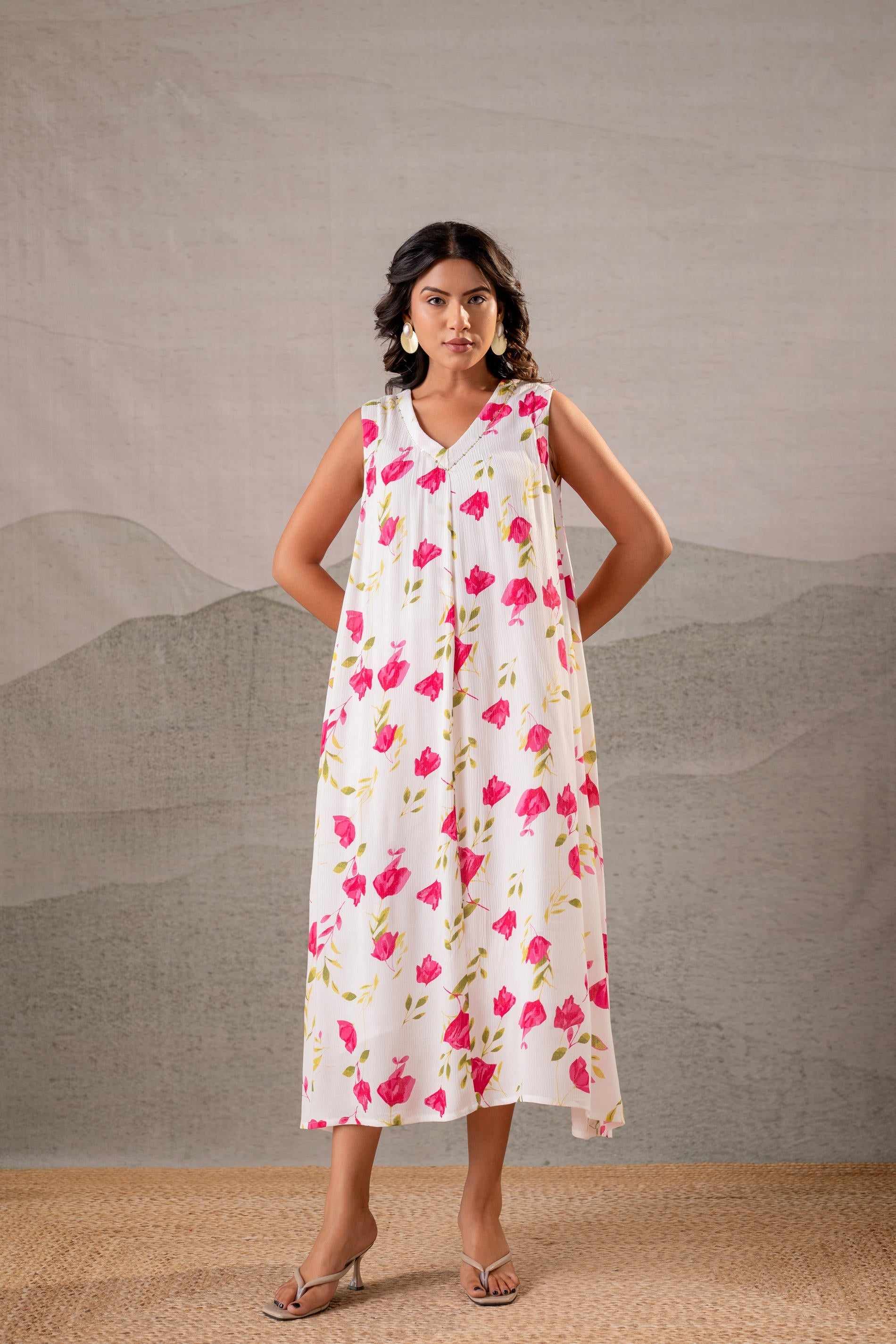 Juniper Gulbahar Off-White Floral Flared Kurta | Grocsy