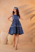 Juniper Neelika Indigo Tiered Mini Dress | Grocsy