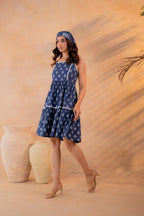 Juniper Neelika Indigo Tiered Mini Dress | Grocsy