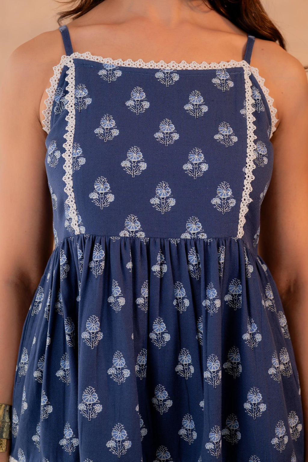 Juniper Neelika Indigo Tiered Mini Dress | Grocsy