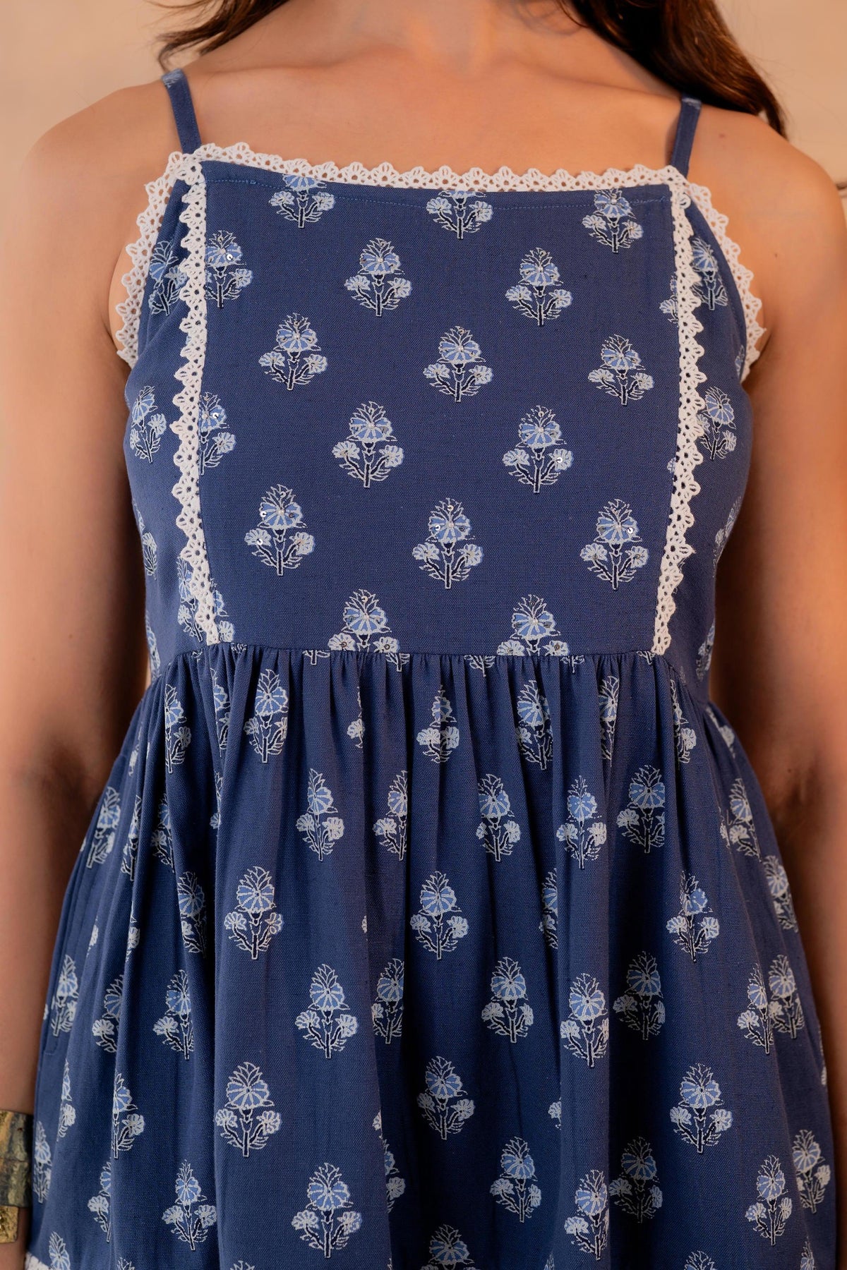 Juniper Neelika Indigo Tiered Mini Dress | Grocsy