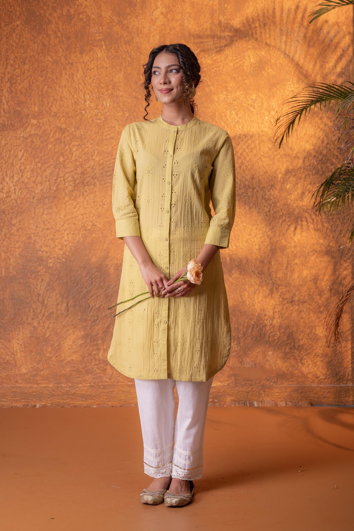 Juniper Lime Green Chikankari Kurta | Grocsy