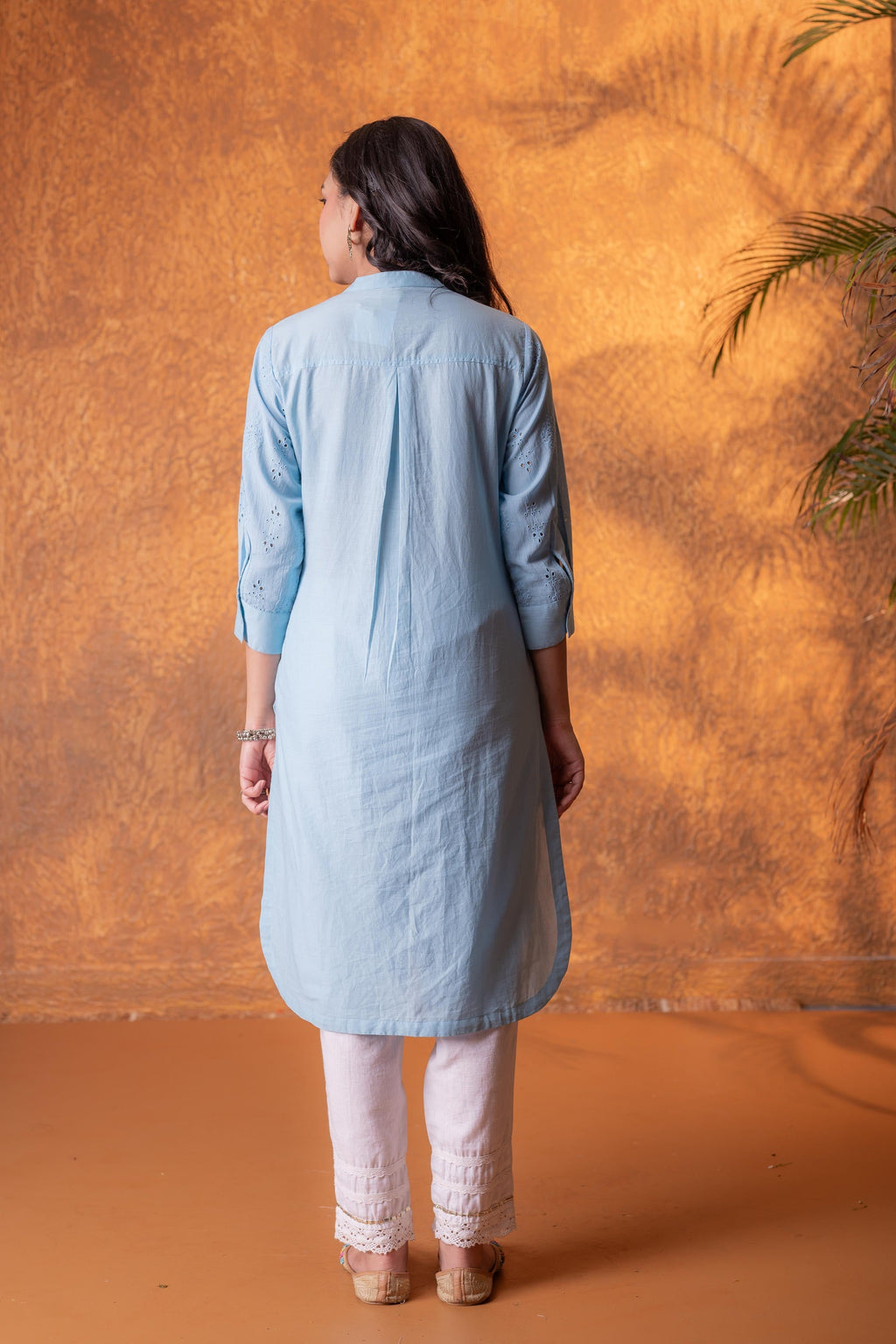 Juniper Sky blue Chikankari Kurta | Grocsy