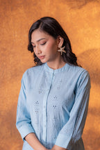 Juniper Sky blue Chikankari Kurta | Grocsy