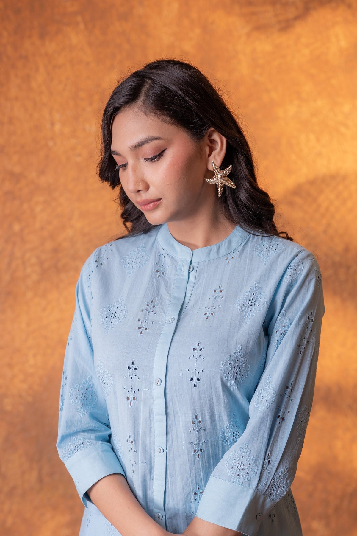 Juniper Sky blue Chikankari Kurta | Grocsy