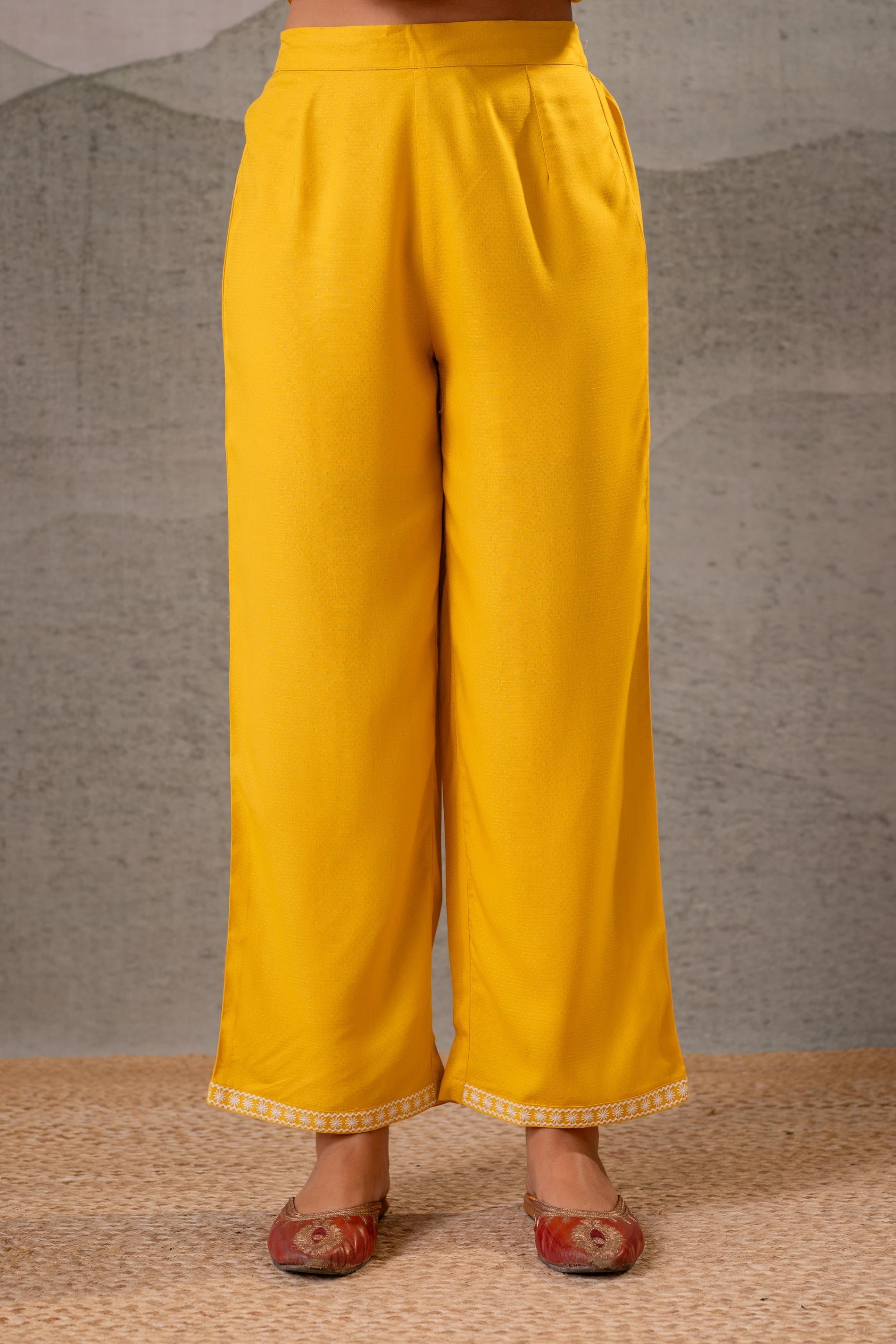 Juniper Sunlit Bloom Mustard Embroidered Co-Ord Set | Grocsy