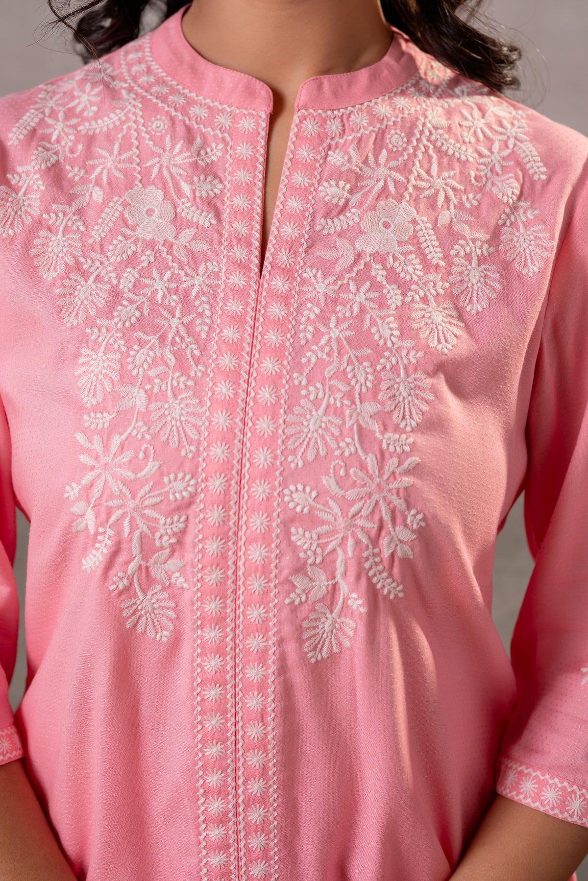 Juniper Peach Bloom Embroidered Co-Ord Set | Grocsy